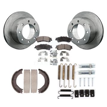 Rear Disc Rotors Semi-Metallic Pads Parking Shoes & Hardware Kit For 2001 GMC Sierra 3500 K8F-105045
