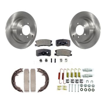 Rear Disc Rotors Semi-Metallic Pads Parking Shoes Hardware Kit For Jeep Patriot Chrysler K8F-105052