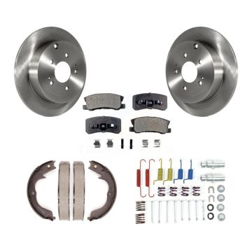 Rear Disc Rotors Semi-Metallic Pads Parking Shoes & Hardware Kit For Mitsubishi Endeavor K8F-105056