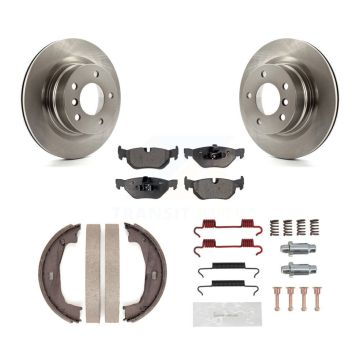 Rear Disc Rotors Semi-Metallic Pads Parking Shoes And Hardware Kit For 2008-2013 BMW 128i K8F-105070
