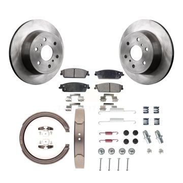 Rear Disc Rotors Semi-Metallic Pads Parking Shoes & Hardware Kit For 2013 GMC Sierra 1500 K8F-105077