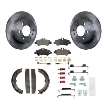Rear Disc Rotors Semi-Metallic Pads Parking Shoes & Hardware Kit For Sprinter 2500 Dodge K8F-105080