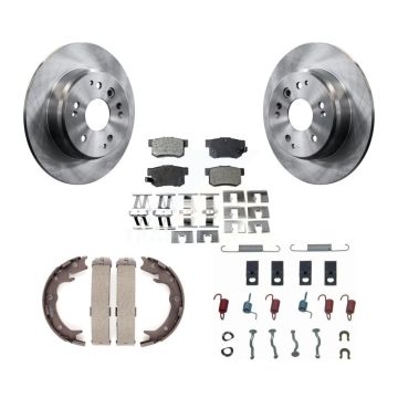 Rear Disc Rotors Semi-Metallic Pads Parking Shoes Hardware Kit For Acura TL Honda Element K8F-105085