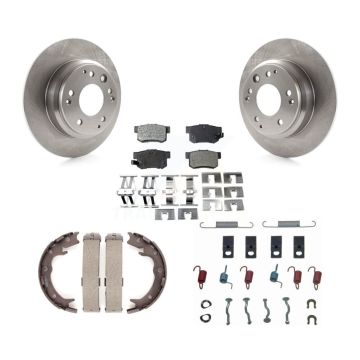 Rear Disc Rotors Semi-Metallic Pads Parking Shoes Hardware Kit For Honda Odyssey Acura RL K8F-105087