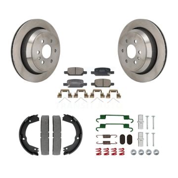 Rear Disc Rotors Semi-Metallic Pads Parking Shoes Hardware Kit For Chevrolet Colorado GMC K8F-105096