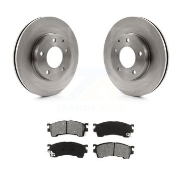 Front Brake Rotor And Semi-Metallic Pad Kit For 2002 Mazda 626 2.5L with Drum rear brakes K8S-100334
