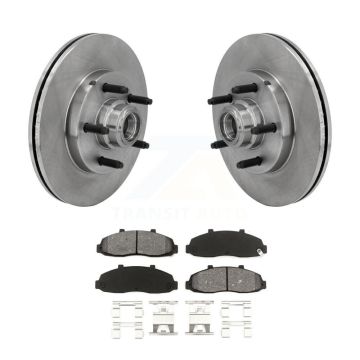 Front Disc Brake Rotor Hub Assembly Semi-Metallic Pad Kit For 2002-2003 Lincoln Blackwood K8S-100717