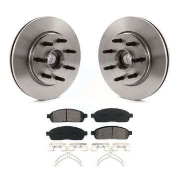Front Disc Brake Rotors Hub And Semi-Metallic Pads Kit For Ford F-150 Lincoln Mark LT RWD K8S-100721