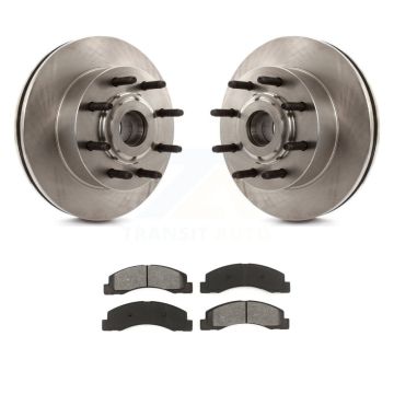 Front Disc Brake Rotor Hub Assembly And Semi-Metallic Pad Kit For 2005 Ford Excursion RWD K8S-100725