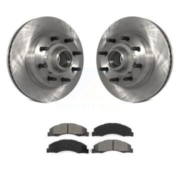 Front Disc Brake Rotors Semi-Metallic Pad Kit For Ford E-350 Super Duty E-250 E-150 E-450 K8S-100734