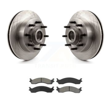 Front Disc Brake Rotors Hub Semi-Metallic Pad Kit For Dodge Ram 2500 3500 Van B3500 B2500 K8S-100742
