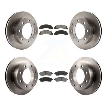 Front Rear Disc Brake Rotor Semi-Metallic Pad Kit For Ford F-250 Super Duty Excursion 4WD K8S-100866