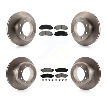Front Rear Disc Brake Rotor Semi-Metallic Pad Kit For 2005-2007 Ford F-350 Super Duty 4WD K8S-100907
