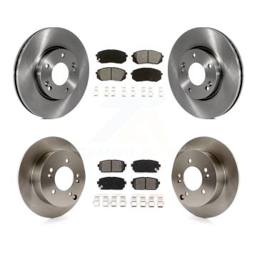 Front Rear Disc Brake Rotors And Semi-Metallic Pads Kit For 2007-2009 Kia Rondo K8S-101372