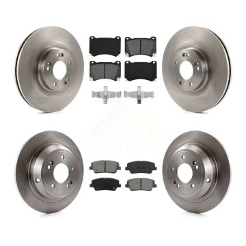 Front Rear Disc Brake Rotors And Semi-Metallic Pads Kit For Hyundai Genesis 4.6L K8S-101423