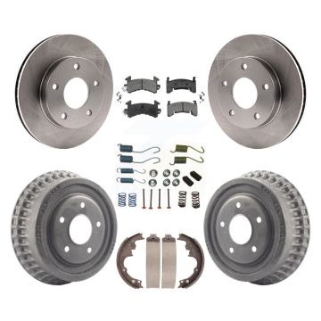 Front Rear Brake Rotors Semi-Metallic Pad Drum Kit (7Pc) For Chevrolet S10 GMC S15 Blazer K8S-101986