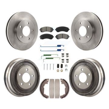 Front Rear Disc Brake Rotors Semi-Metallic Pads And Drum Kit (7Pc) For Pontiac Aztek K8S-102006
