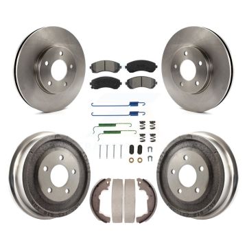 Front Rear Disc Brake Rotors Semi-Metallic Pads And Drum Kit (7Pc) For Pontiac Aztek K8S-102008