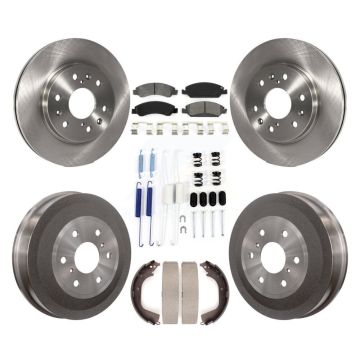 Front Rear Brake Rotor Semi-Metallic Pad And Drum Kit (7Pc) For GMC Sierra 1500 Chevrolet K8S-102014