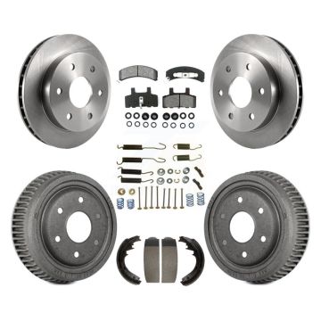 Front Rear Disc Brake Rotors Semi-Metallic Pads And Drum Kit (7Pc) For GMC Yukon K8S-102023