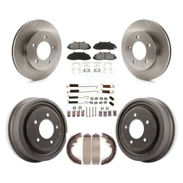 Front Rear Disc Brake Rotors Semi-Metallic Pads And Drum Kit (7Pc) For Ford F-150 4WD K8S-102034