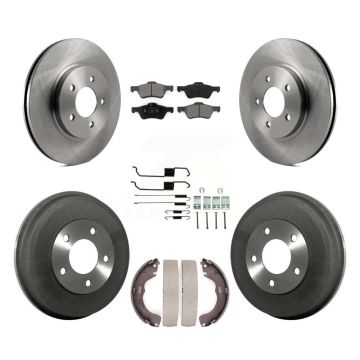 Front Rear Brake Rotor Semi-Metallic Pad & Drum Kit (7Pc) For Ford Escape Mercury Mariner K8S-102041