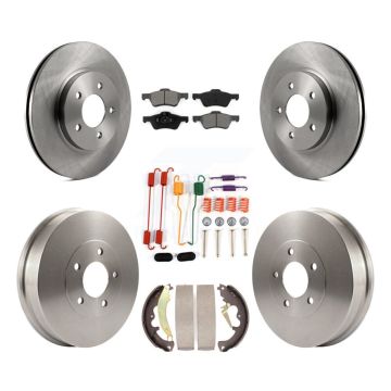 Front Rear Brake Rotor Semi-Metallic Pad And Drum Kit (7Pc) For Ford Escape Mazda Tribute K8S-102042
