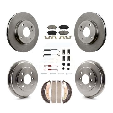 Front Rear Disc Brake Rotors Semi-Metallic Pads And Drum Kit (7Pc) For Ford Fiesta K8S-102046