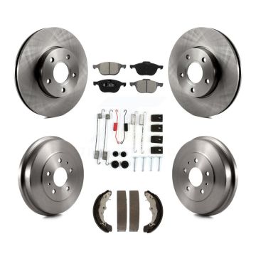 Front Rear Disc Brake Rotor Semi-Metallic Pad And Drum Kit (7Pc) For Ford Focus FMSI=1004 K8S-102047
