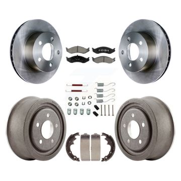 Front Rear Disc Brake Rotor Semi-Metallic Pad & Drum Kit (7Pc) For Jeep Wrangler Cherokee K8S-102050