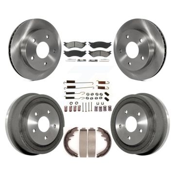 Front Rear Brake Rotors Semi-Metallic Pad Drum Kit (7Pc) For 2000-2001 Dodge Ram 1500 RWD K8S-102061