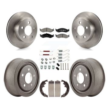 Front Rear Disc Brake Rotors Semi-Metallic Pads And Drum Kit (7Pc) For Jeep Wrangler K8S-102062
