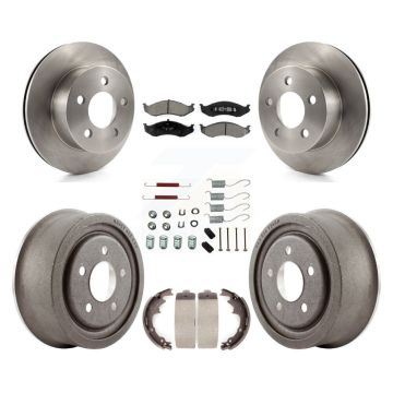 Front Rear Disc Brake Rotors Semi-Metallic Pads And Drum Kit (7Pc) For Jeep Wrangler TJ K8S-102063