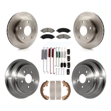 Front Rear Brake Rotor Semi-Metallic Pad & Drum Kit (7Pc) For Dakota Dodge Ram Mitsubishi K8S-102070