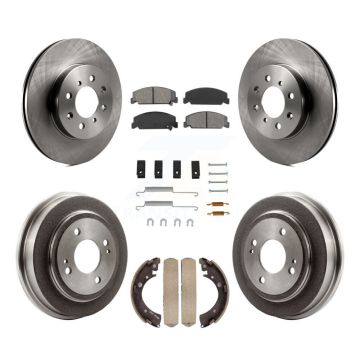 Front Rear Disc Brake Rotors Semi-Metallic Pads And Drum Kit (7Pc) For Honda Civic K8S-102081