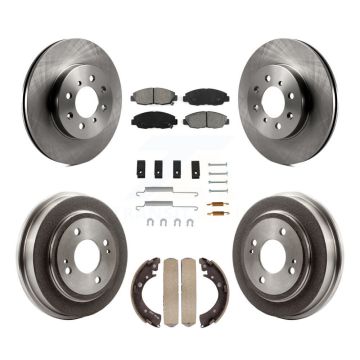Front Rear Disc Brake Rotor Semi-Metallic Pad And Drum Kit (7Pc) For Honda Civic Acura EL K8S-102083