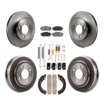 Front Rear Disc Brake Rotors Semi-Metallic Pads And Drum Kit (7Pc) For Honda Civic K8S-102084