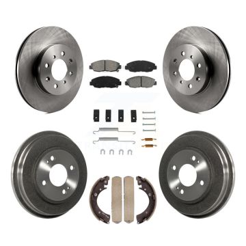Front Rear Disc Brake Rotors Semi-Metallic Pads And Drum Kit (7Pc) For Honda Civic K8S-102087