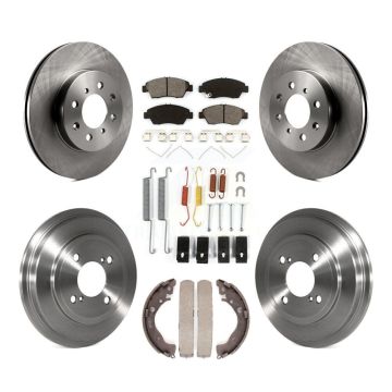 Front Rear Brake Rotors Semi-Metallic Pad Drum Kit (7Pc) For Honda Fit DX with GAS engine K8S-102089