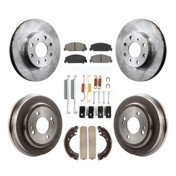 Front Rear Disc Brake Rotors Semi-Metallic Pads And Drum Kit (7Pc) For Honda Civic K8S-102091