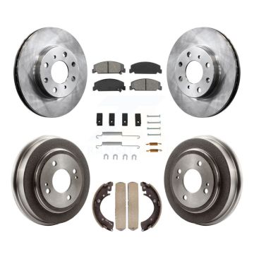 Front Rear Disc Brake Rotors Semi-Metallic Pads And Drum Kit (7Pc) For Honda Civic K8S-102092