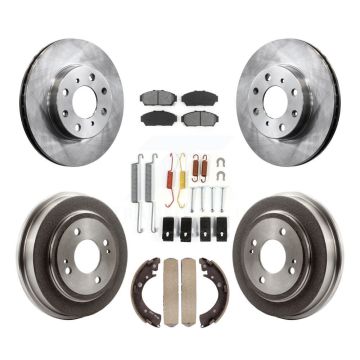 Front Rear Disc Brake Rotors Semi-Metallic Pads And Drum Kit (7Pc) For Honda Civic K8S-102094