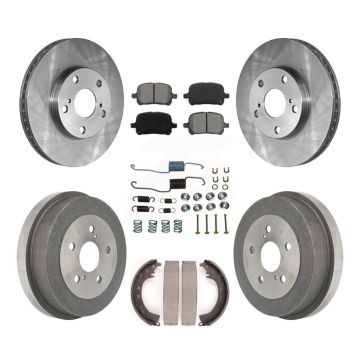 Front Rear Brake Rotors Semi-Metallic Pad Drum Kit (7Pc) For 1999-2001 Toyota Solara 2.2L K8S-102098