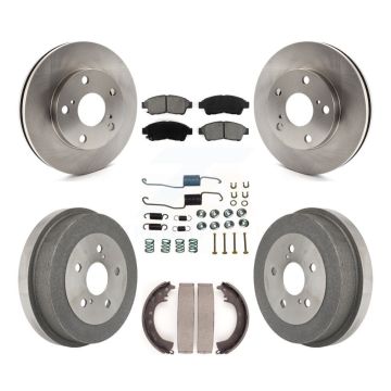 Front Rear Disc Brake Rotors Semi-Metallic Pads And Drum Kit (7Pc) For Toyota Camry 2.2L K8S-102101
