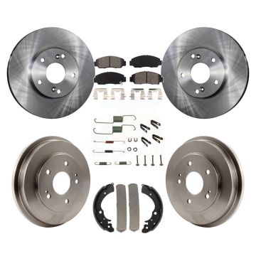 Front Rear Disc Brake Rotors Semi-Metallic Pads And Drum Kit (7Pc) For Honda Civic Accord K8S-102121