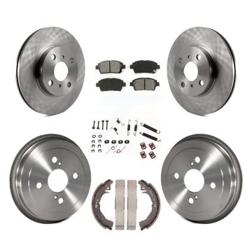 Front Rear Disc Brake Rotors Semi-Metallic Pad & Drum Kit (7Pc) For 2001-2005 Toyota Echo K8S-102136