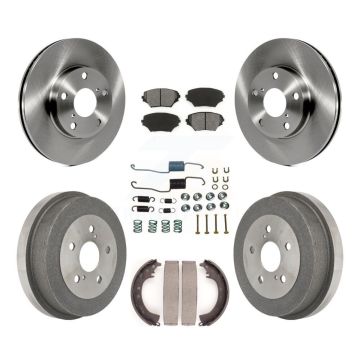 Front Rear Brake Rotors Semi-Metallic Pad Drum Kit (7Pc) For 01-02 Toyota RAV4 GAS engine K8S-102140