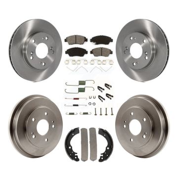 Front Rear Brake Rotors Semi-Metallic Pad Drum Kit (7Pc) For 2006-2008 Honda Civic Hybrid K8S-102141