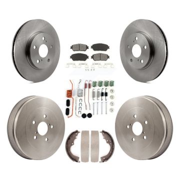 Front Rear Disc Brake Rotors Semi-Metallic Pad Drum Kit (7Pc) For 2004-2010 Toyota Sienna K8S-102144