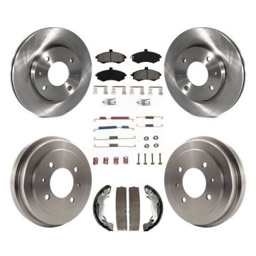Front Rear Disc Brake Rotors Semi-Metallic Pads And Drum Kit (7Pc) For Hyundai Elantra K8S-102149